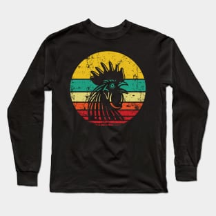 Retro Sunset Rooster Long Sleeve T-Shirt